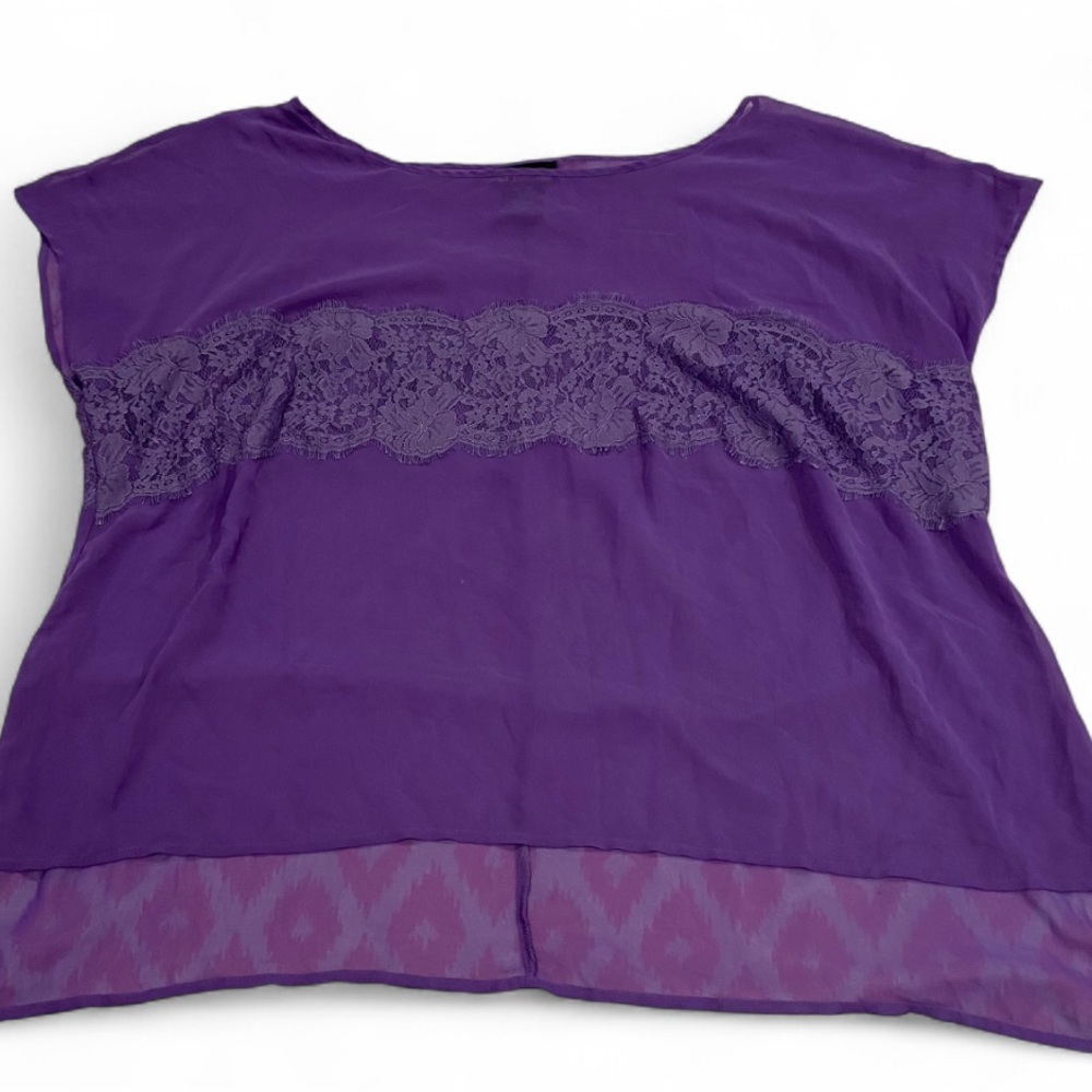 Purple Boxy Embellished Blouse
